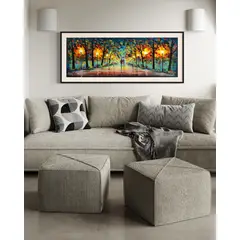 DEKAM DISEÑO - Cuadro Oleo Pareja Pintado Calipso Espatulado Enmarcado 146x66 Cms