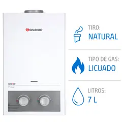 SPLENDID - Calefont 7 litros tiro natural gas licuado co protect