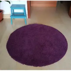 ANGELES DEL HOGAR - Alfombras peluda tipo Shaggy Redondas 150x150 cm Morado