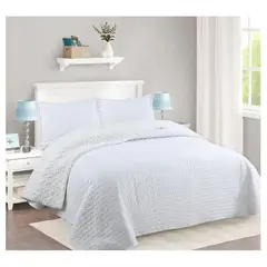 COMPRAPO - Cubrecama Quilt Sherpa King Blanco + 2 Fundas 50x70 Cm