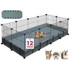 LAVANDAPET - Jaula Armable + Manta De 12 Paneles Perro Conejo Cuy Corral.