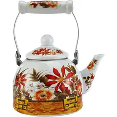 GENERICO - TETERA DE 2 LITROS ENLOZADA ESMALTADA DISEÑO CLASICO FLORAL