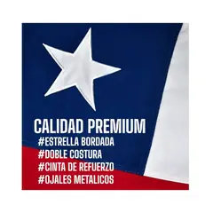 GENERICO - Bandera Chilena 180 x 120cm Bordada De Alta Calidad Con Aros