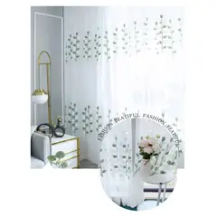 COMPRAPO - Set X 2 Visillos Blancos con Bordados Eucaliptus 140x230 Cm