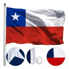 GENERICO - Bandera Chilena 135 X 90 Cm Bordada De Alta Calidad Con Aros