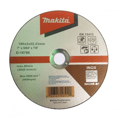 Disco Abrasivo Corte Acero Inox 180x2x2223mm WA36R D-18786