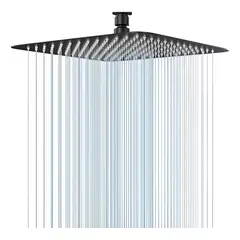 TAUMM - Plato De Ducha Acero Inoxidable Cuadrada 25cm Negro