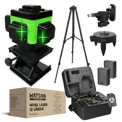 WATSON - Nivel Láser 12 Líneas Auto + Trípode + 2 Baterías