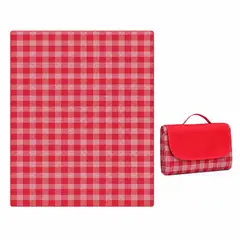 HOMESTAR - Manta de picnic impermeable PVC roja 130x150 cm