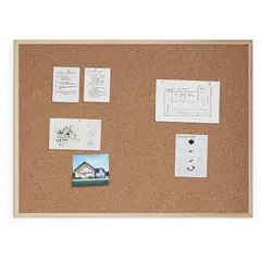 HOMESTAR - Pizarra de Corcho con Marco de Madera 90x60 cm