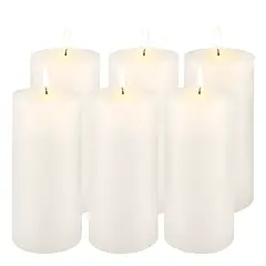 GENERICO - Pack 6 Velas Blancas Lisas Decoracion Hogar 5 X 8 Cm Velones