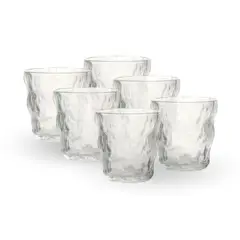 SANTU HOME & DECO - Set 6 Vasos Licor Whisky Vidrio Relieve 300ml