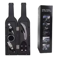 GENERICO - Destapador De Vino Set Botella Estuche 5 Piezas