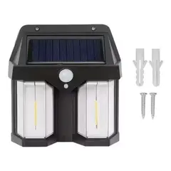 GENERICO - Lámpara Farol Solar Doble Con Sensor Luz Cálida