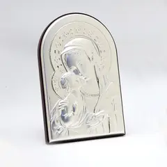 GENERICO - Cuadro Italiano Religioso Semi Arco Madonna Bambino en Plata