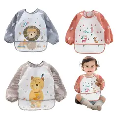 GENERICO - Set 2 Baberos Delantal Mangas Bebe Niños Diseño Unisex