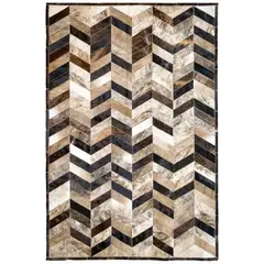 MOO HOGAR - Alfombra Cuero Natural 166X236 Cm Diseño Chevron