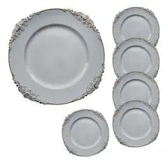 GENERICO - Pack 6 Bandejas & Plato Base Redondo - Blanco