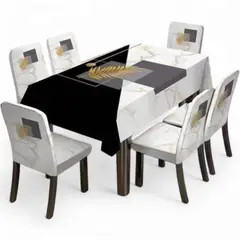 GENERICO - Pack De 6 Fundas De Sillas Elasticadas + Mantel Estampados