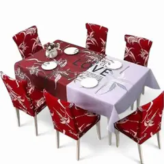 GENERICO - Pack De 6 Fundas De Sillas Elasticadas + Mantel Estampados