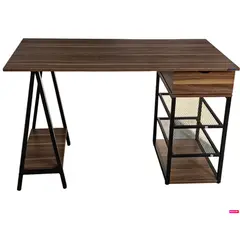 AGUILA - Escritorio Compacto Aida con Cajón y Estantería con Malla de Melamina y Metal - Café