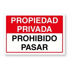 KUANGYE - Letrero Propiedad Privada Prohibido Pasar 60x40cm Metálico