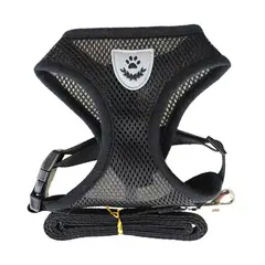 MASCO TODO - Arnés Reflectante y Correa para Perros Mascota Negro Talla S