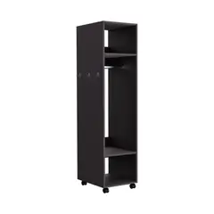 FMFURNITURE - Closet Con Espejo Y Ruedas Fm-025N - Negro