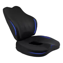 EVERSO - Cojín De Asiento De Coche Oficina Y Almohada De Soporte Lumbar Negro
