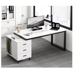 HOMER DESIGN - Escritorio Moderno Con Cajoneras 140x60x75cm Para Oficina