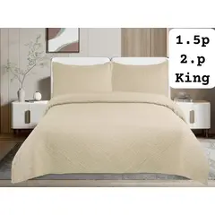 GENERICO - Cobertor de Verano Tipo Quilt 1,5 Plazas Ropa de Cama Beige