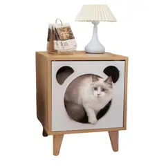 GENERICO - Velador Con Cama Para Mascota Beige 45x40x50 Cm