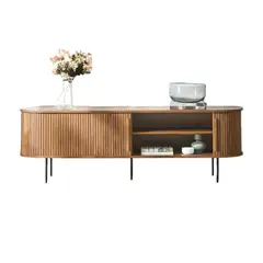 SPACE HOME - Rack de tv Oslo puerta corrediza color madera hasta 70°