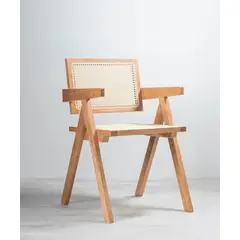 VENHOOUSE - Pack 2 Sillas Comedor Chandigarh Ratán Madera