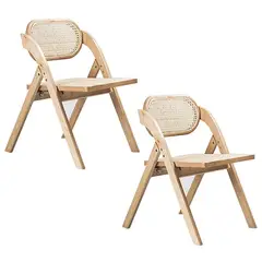 GENERICO - Pack 2 Sillas Sia Plegable De Madera Y Ratán Para Comedor Venhoouse