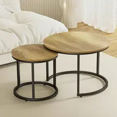 VENHOOUSE - Mesa De Centro Anidadas Madera Clara