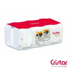 CRISTAR - Pack 12 Vasos De Vidrio Bajos Y Altos Bebidas Cóctel