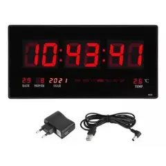 GENERICO - Reloj Digital Pared Luz Led Hora Fecha Temperatura 36x15cm