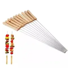 UTILISIMO - 12 Pinchos Anticucho Acero Barbacoa Parrilla Asado 30cm