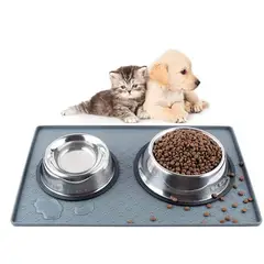 EVERSO - Comedero Plato Para Perros Y Gatos Con Alfombra Silicona Gri