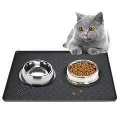 EVERSO - Comedero Plato Para Perros Y Gatos Con Alfombra Silicona Neg