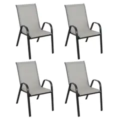 NOVAHUS - PACK 4 SILLAS DE TERRAZA TEXTILENO Y ACERO