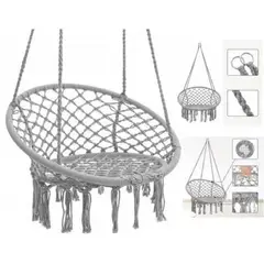 GENERICO - SILLA COLGANTE UNICOLOR GRIS TIPO HAMACA ESPECIAL PARA JARDIN O DORMITORIO