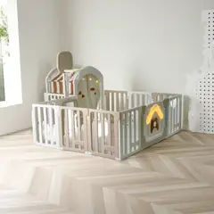 IGPRO - Corral infantil plegable mas Aro de Baloncesto con Casita_.