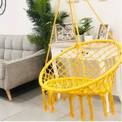 GENERICO - SILLA COLGANTE ESPECIAL JARDIN O DORMITORIOS COLOR AMARILLO TIPO HAMACA