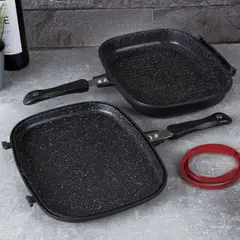 BERLINGER HAUS - Sartén doble superficie lisa y grillada color negro rojo