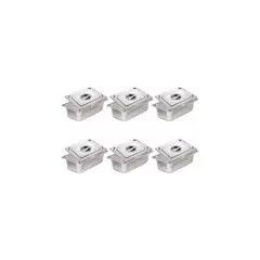IMPORTCLICK - Pack 6 Depositos Gastronómico Tapa Acero 16x26 CM