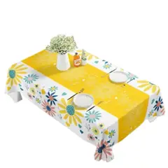 ANGELES DEL HOGAR - Mantel Tela Impermeable 140 x 220 cm Flores Amarillo
