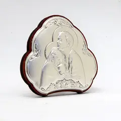 GENERICO - Quadretto Italiano Religioso De Madera Sagrada Familia en Plata