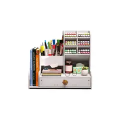 GENERICO - Organizador Multiusos Blanco con Cajón y Soporte para Libros